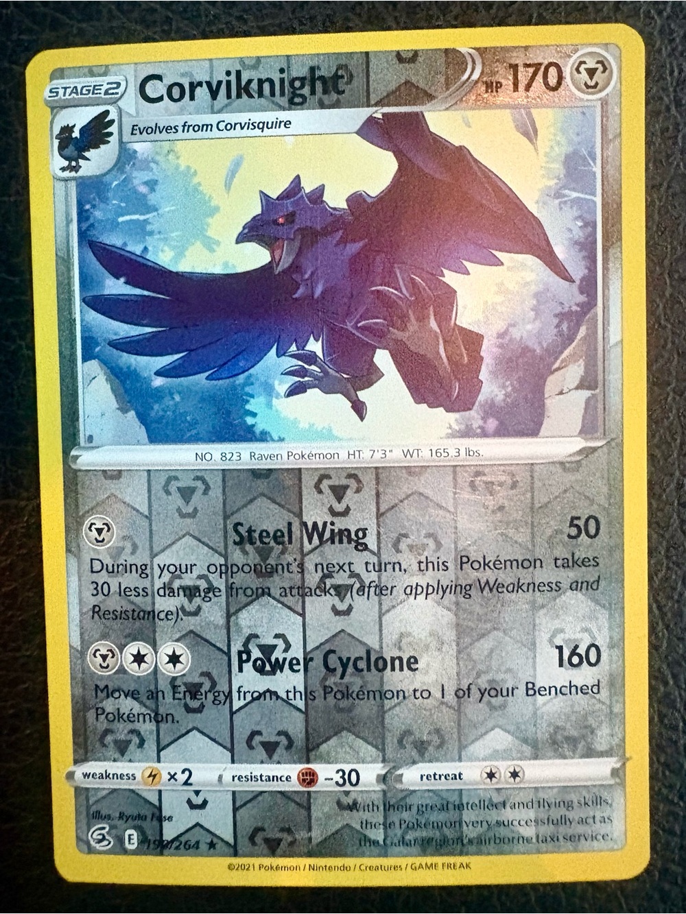 Pokemon Corviknight Card - Yellow Border